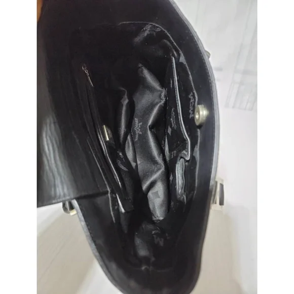 Authentic MCM Small Visetos Coated Canvas and Leather Pocket Tote Black - Picture 12 of 13